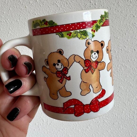 Vintage Norcrest “Friends Make Christmas Magic” Ceramic Mug, Teddy Bear Holiday - Picture 7 of 7